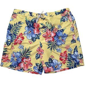 Polo Ralph Lauren Swim Trunks 3XB Yellow Floral Hibiscus Hawaiian Board Shorts